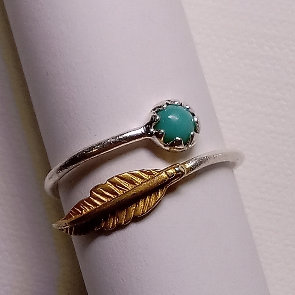 Sterling silver turquoise feather ring